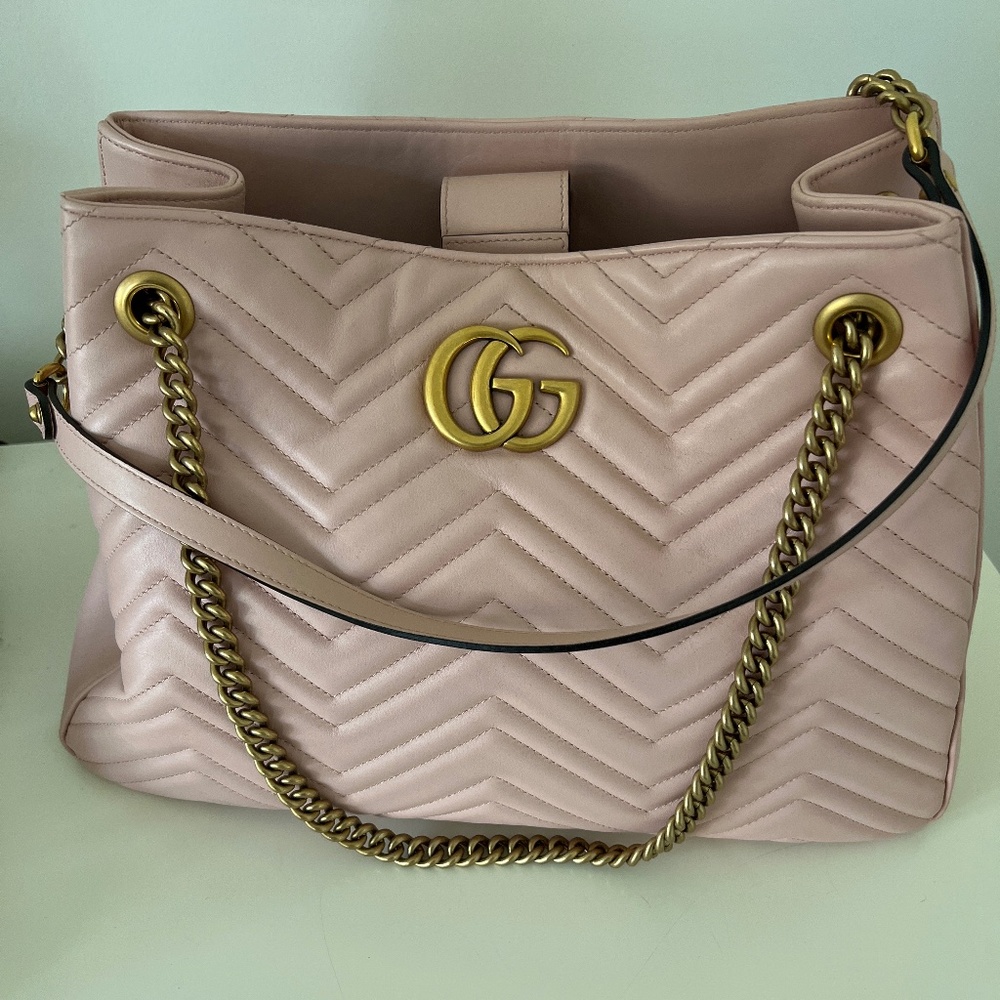 Gucci Marmont Medium Tote - blush pink leather